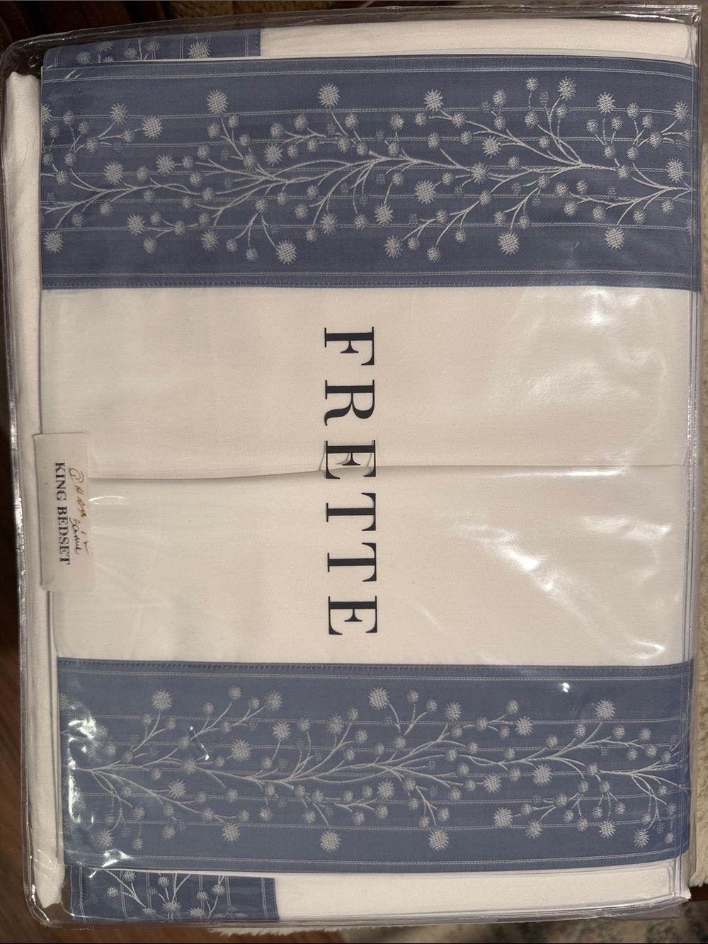 Frette Floral Spray Bordo TF King Bedset Denim White NEW Italy Rare